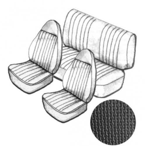 Cabrio Sitzbezug Set schwarz mit Kopfteil grobmaschig 8/72&raquo;7/73 Bild 1