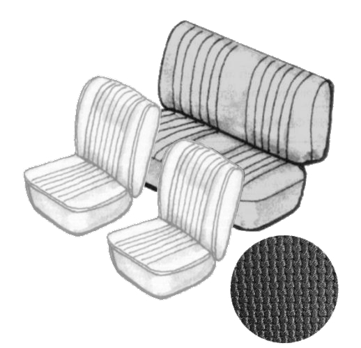 Cabrio seat cover set black without headrest coarse mesh 8/72»7/73